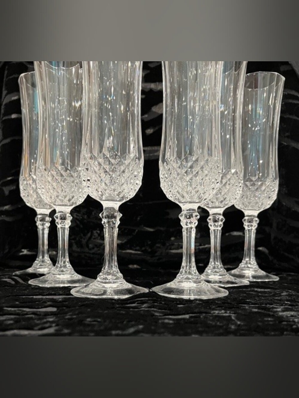 Longchamp‎ By Crystal D'Arques Paris Set Of 6 Elegant Fluted Champagne Stems - Picture 3 of 8